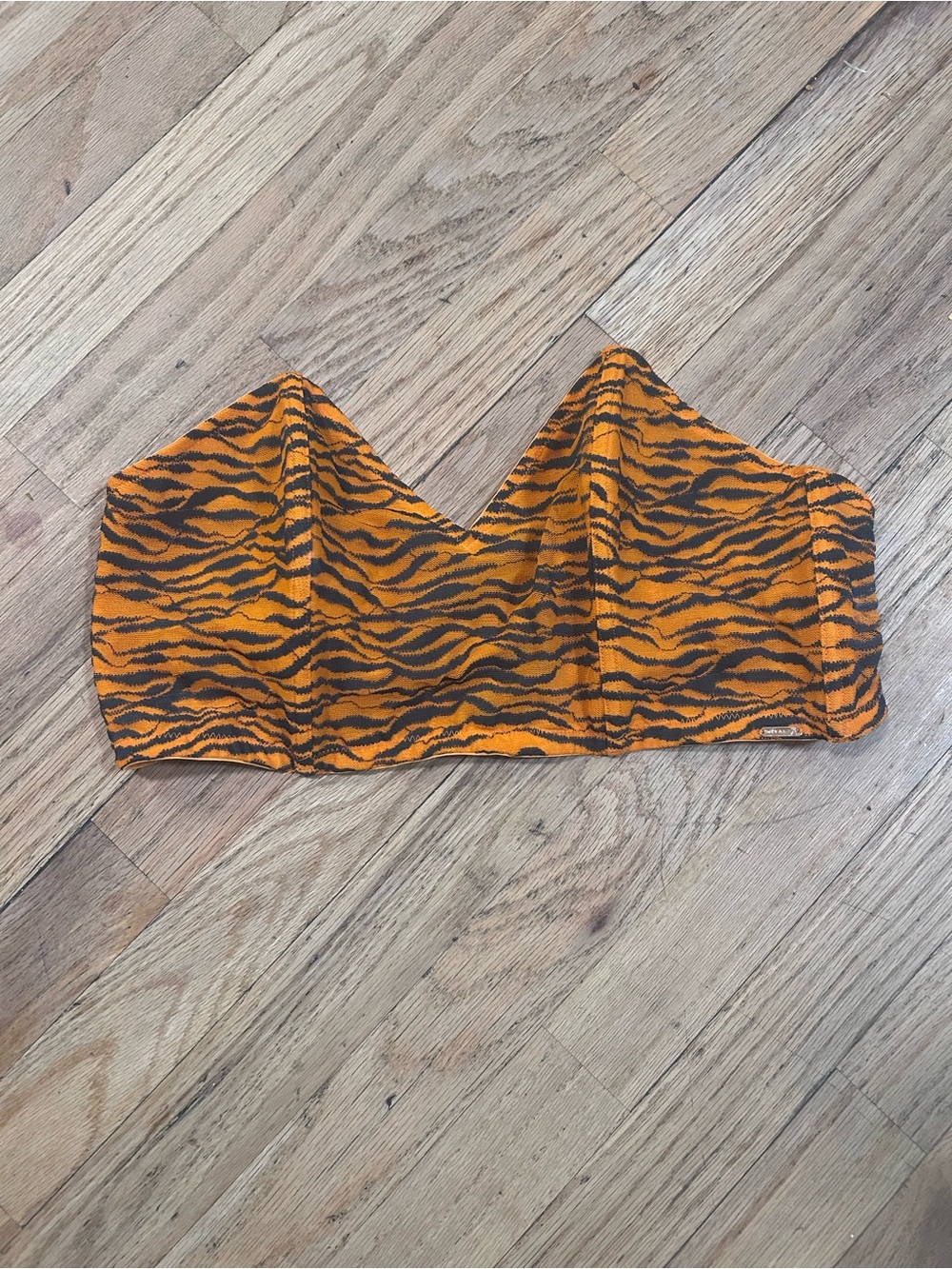 Savage X Fenty Tiger Print Orange Strapless Bustier Top